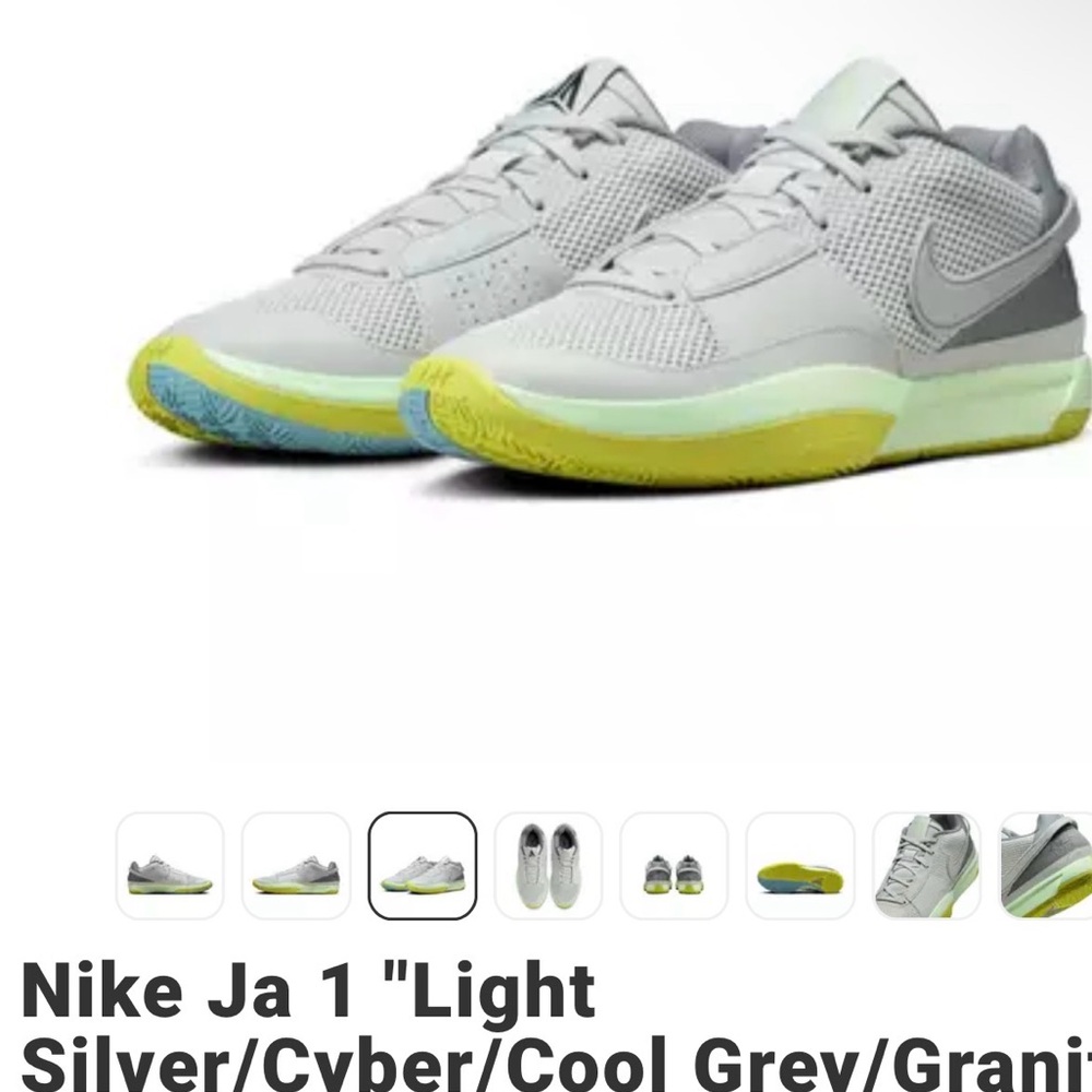 Nike Ja 1 Light Grey with Neon Accents Men's Sneakers